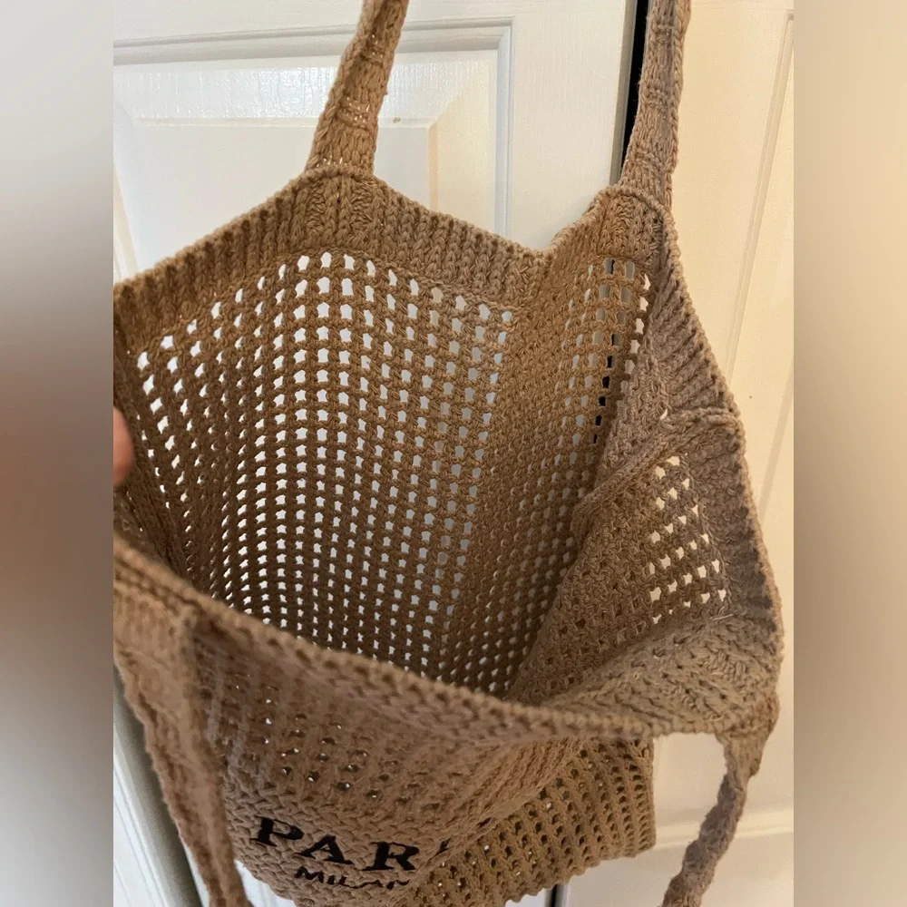 Paris Milano Woven Tote Bag in Tan NWT - Picture 4 of 7